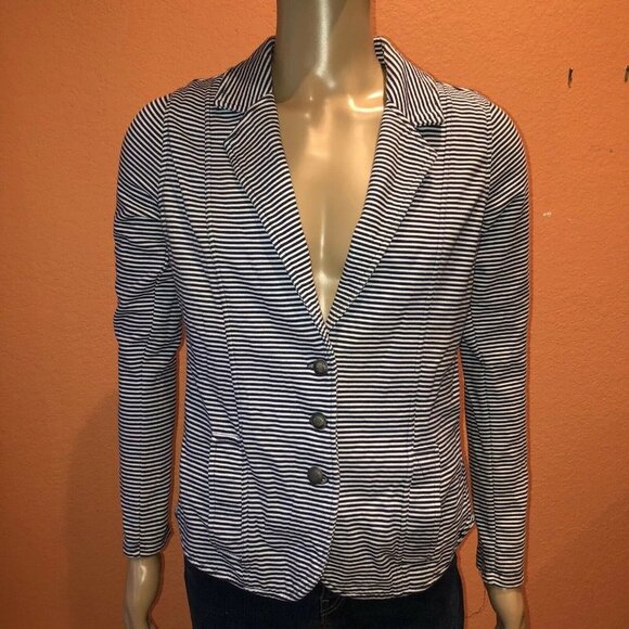HURLEY Juniors XL X Large Casual Blazer Jacket White & Blue Nautical Striped - Picture 2 of 9